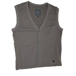 𝅺Men's A/X Armani Exchange V-neck  Grey Knit Button Up Vest size L